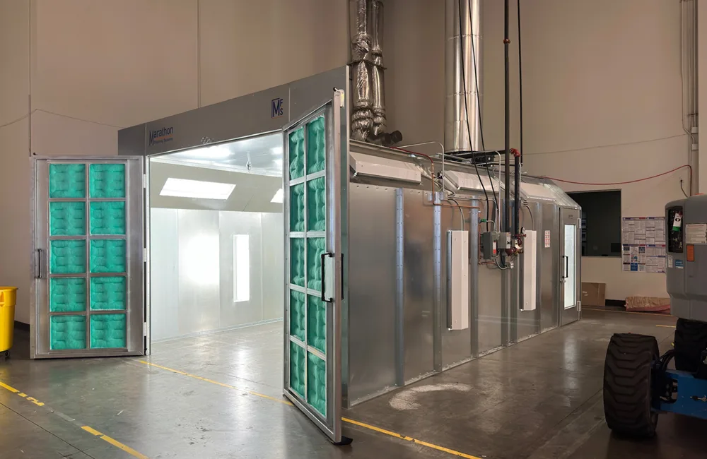 Marathon powder coating booth — open door view showing interior ...