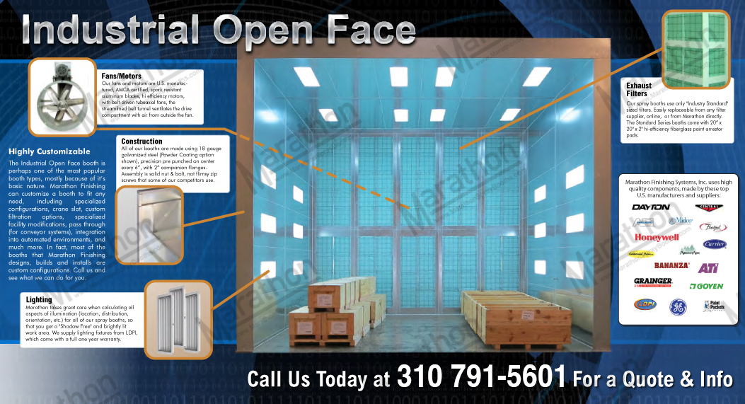 Industrial Open Face Paint Booth 10' Wide x 9' High x 8' Deep I.D. (TF