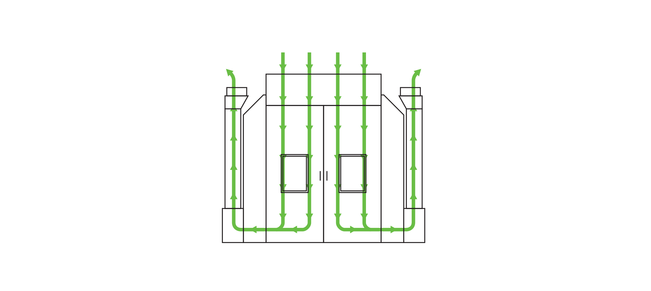 Air Flow Diagram for Non Heated Side Down Draft