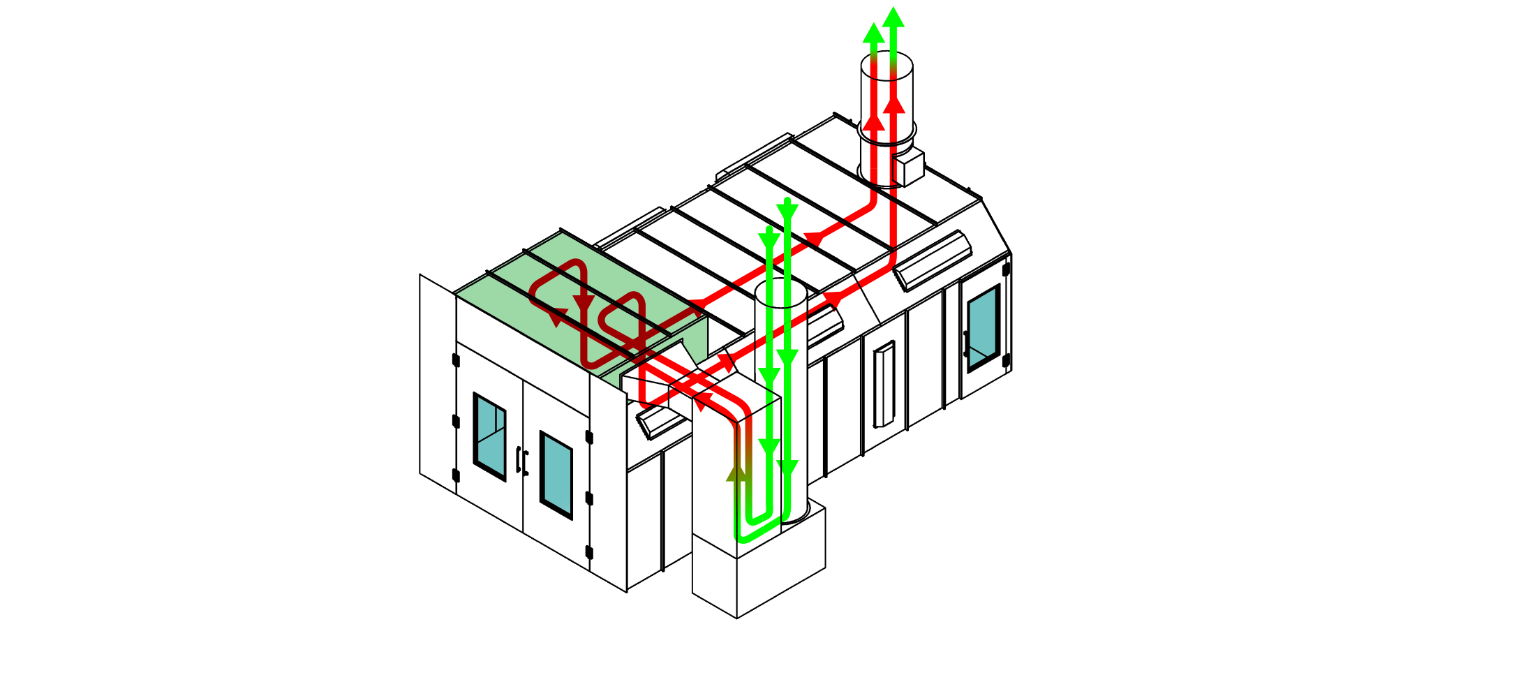 Modified Down Heated Draft Air Flow Diagram